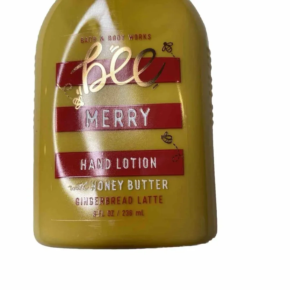 Bath Body Works Bee Merry Hand Lotion 8 oz Honey Butter Gingerbread Latte Pump
